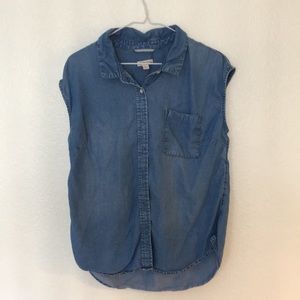 Cap sleeve Chambray Shirt